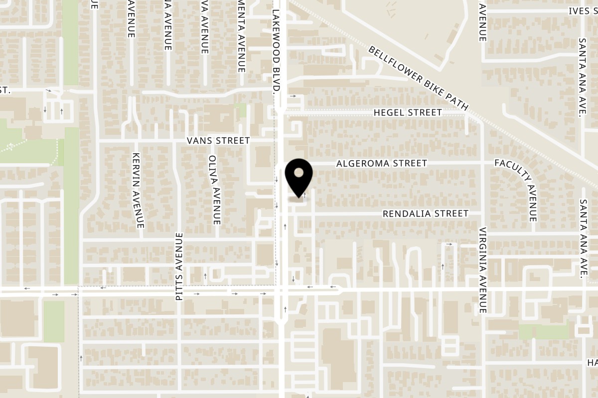 Map showing the location of Madres Brunch Bellflower on 15722 Lakewood Blvd in Bellflower